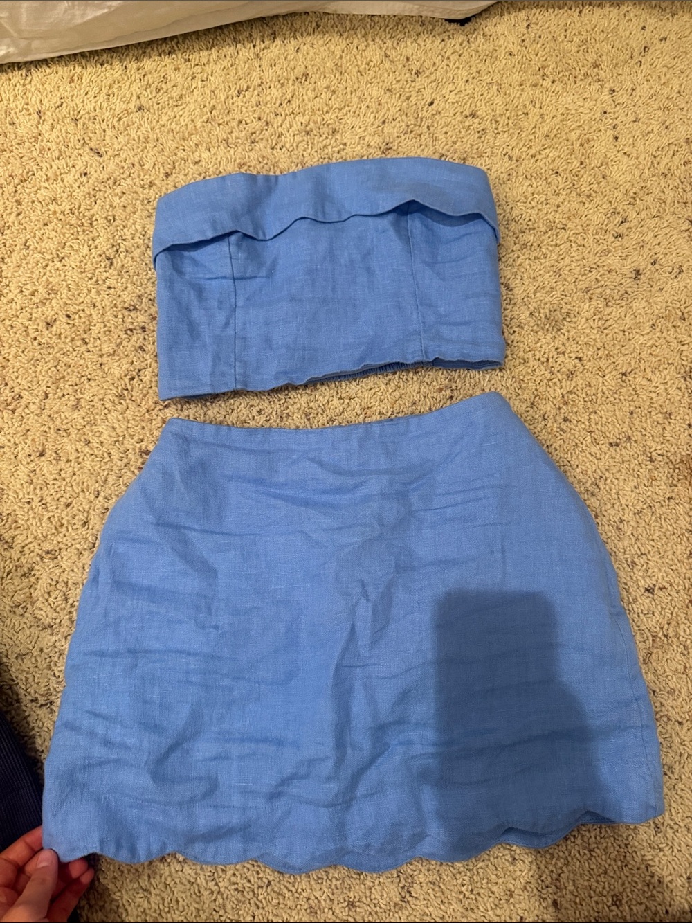 Abercrombie and fitch blue scalloped linen set